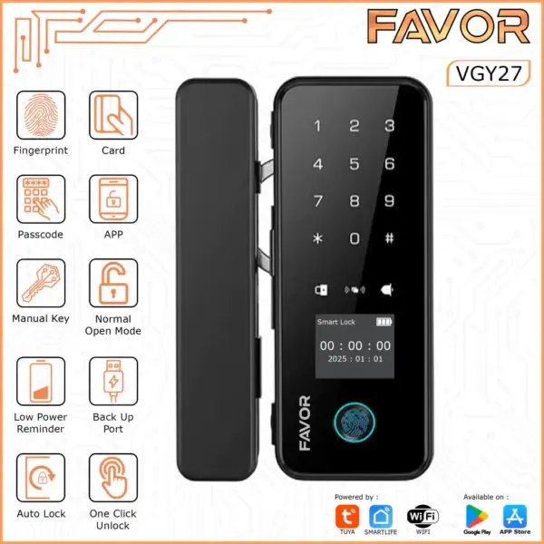 Smart Door Lock Favor VGY27 - Pintu Kaca 01