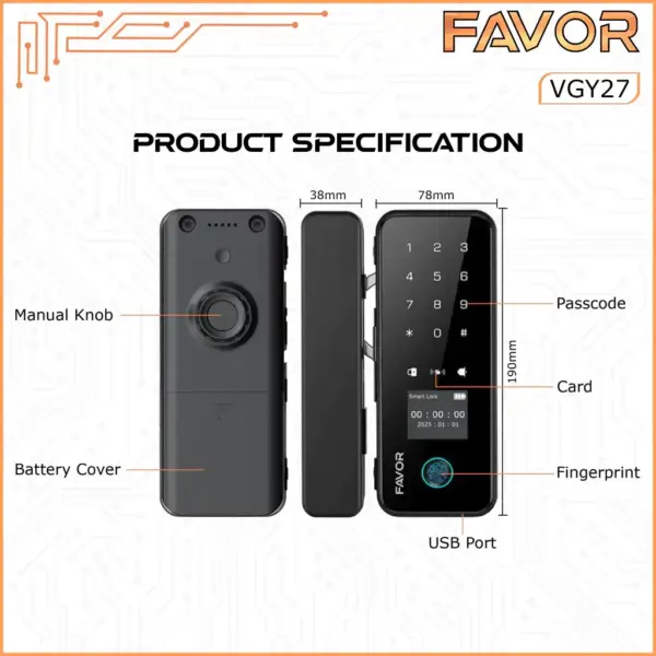 Smart Door Lock Favor VGY27 - Pintu Kaca 03