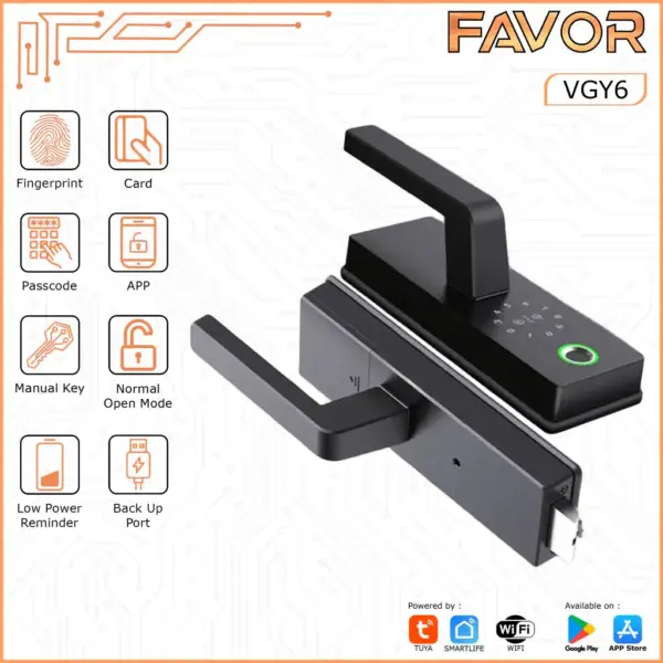 Smart Door Lock Favor VGY6 - Pintu Kaca Partisi 01