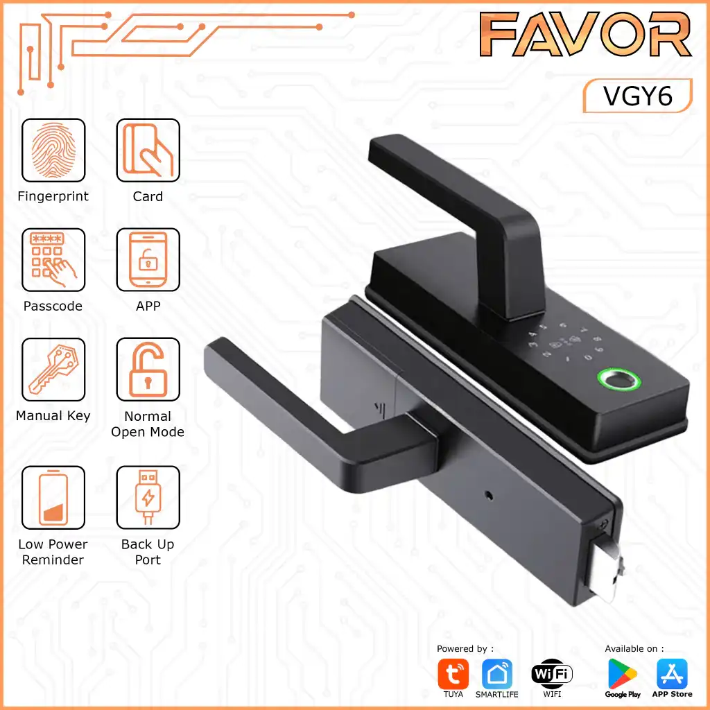 Smart Door Lock Favor VGY6 - Pintu Kaca Partisi 01