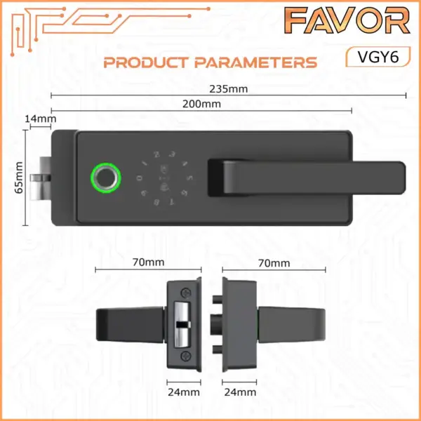 Smart Door Lock Favor VGY6 - Pintu Kaca Partisi 05