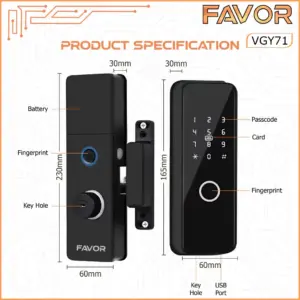 Smart Door Lock Favor VGY71 - Pintu Kaca 03