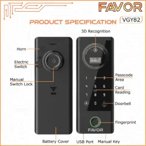 Smart Door Lock Favor VGY82 - Pintu Kaca 04