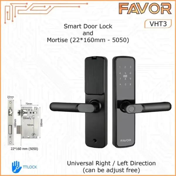 Smart Door Lock Favor VHT3 - Kunci Digital - 160mm 5050
