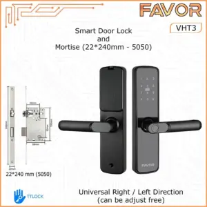 Smart Door Lock Favor VHT3 - Kunci Digital - 240mm 5050