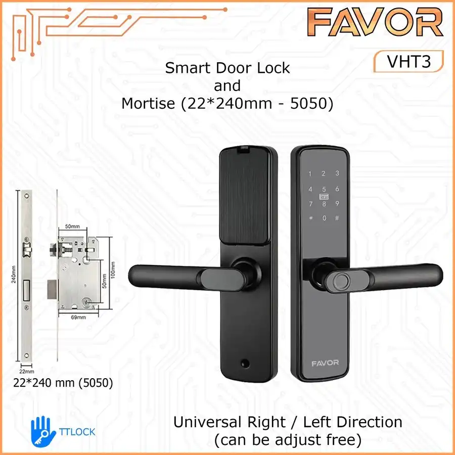 Smart Door Lock Favor VHT3 - Kunci Digital - 240mm 5050