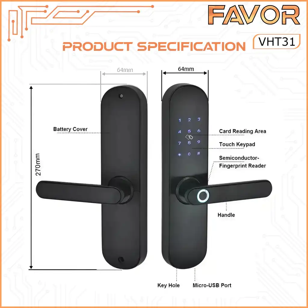 Smart Door Lock Favor VHT31 - Kunci Pintu Anti Maling 04