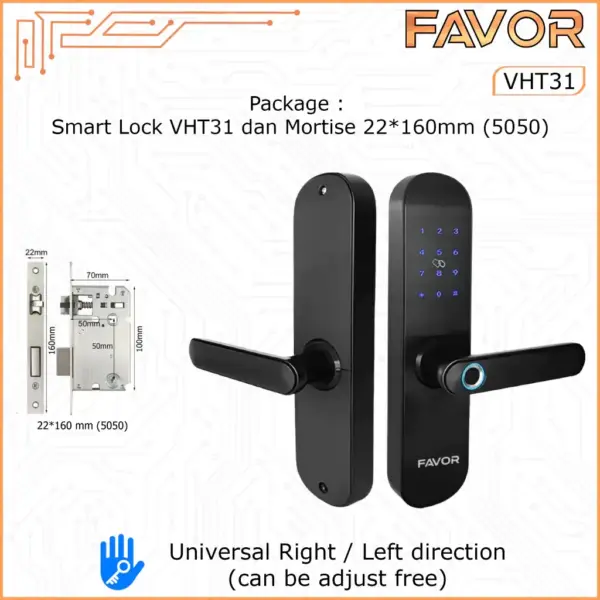 Smart Door Lock - Favor VHT31 - Kunci Pintu Anti Maling