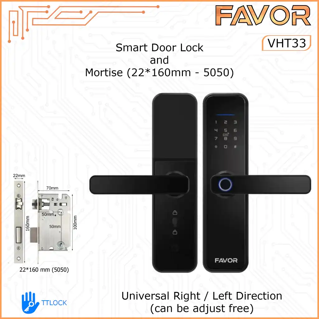 Smart Door Lock - Favor VHT33 - Kunci Pintu Digital - 160mm 5050