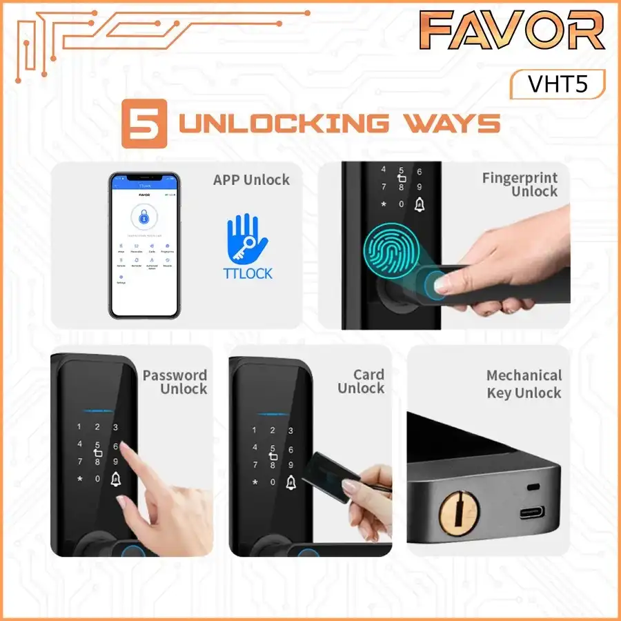 Smart Door Lock Favor VHT5 - Kunci Otomatis 05