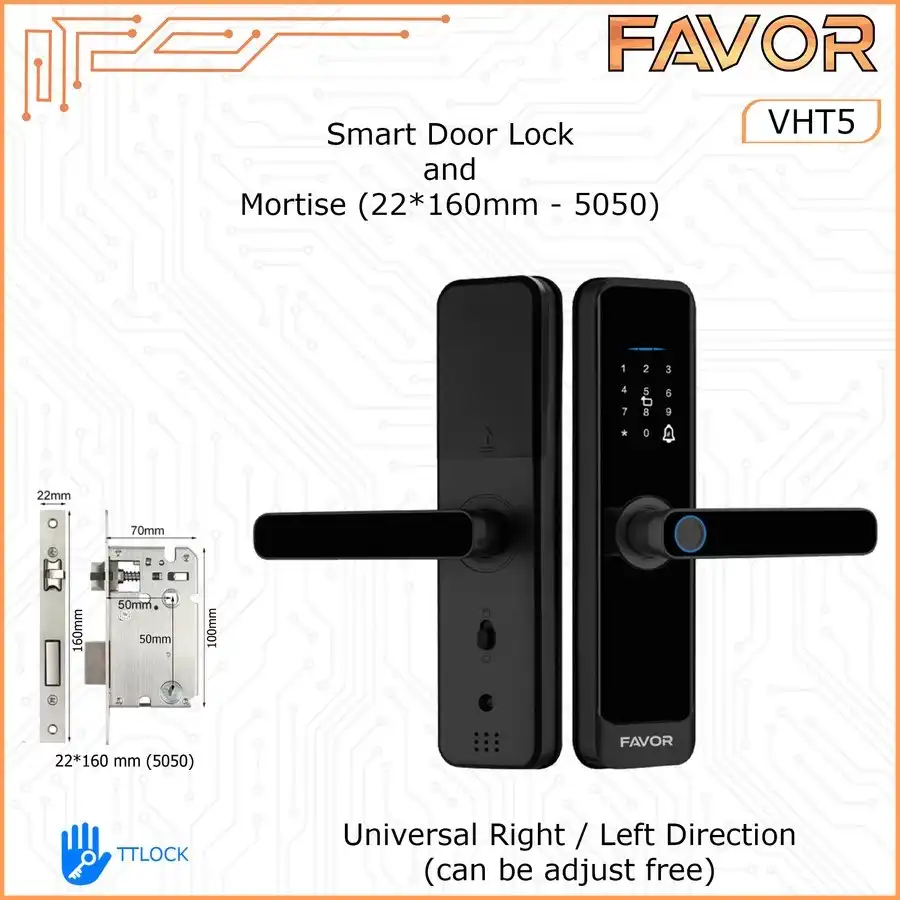 Smart Door Lock Favor VHT5 - Kunci Otomatis - 160mm 5050