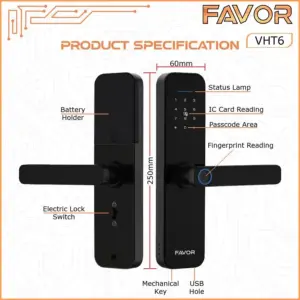 Smart Door Lock - Favor VHT6 - Gagang Pintu Elektrik - Image 3
