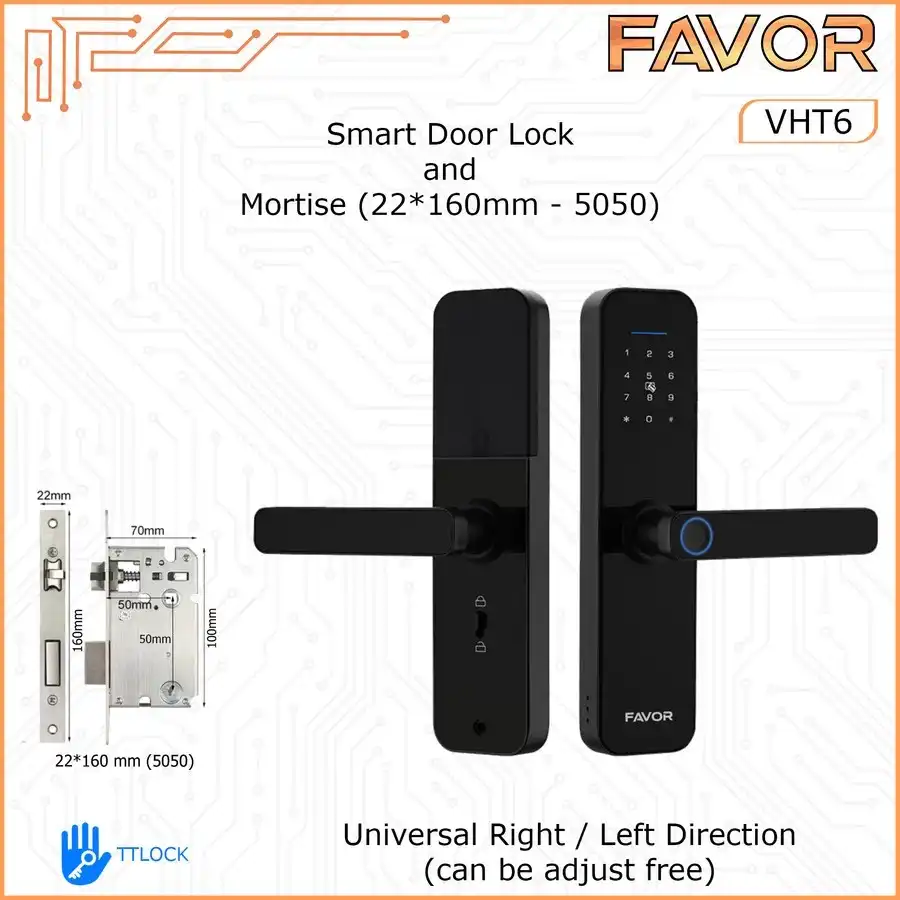 Smart Door Lock Favor VHT6 - Gagang Pintu Elektrik - 160mm 5050 s