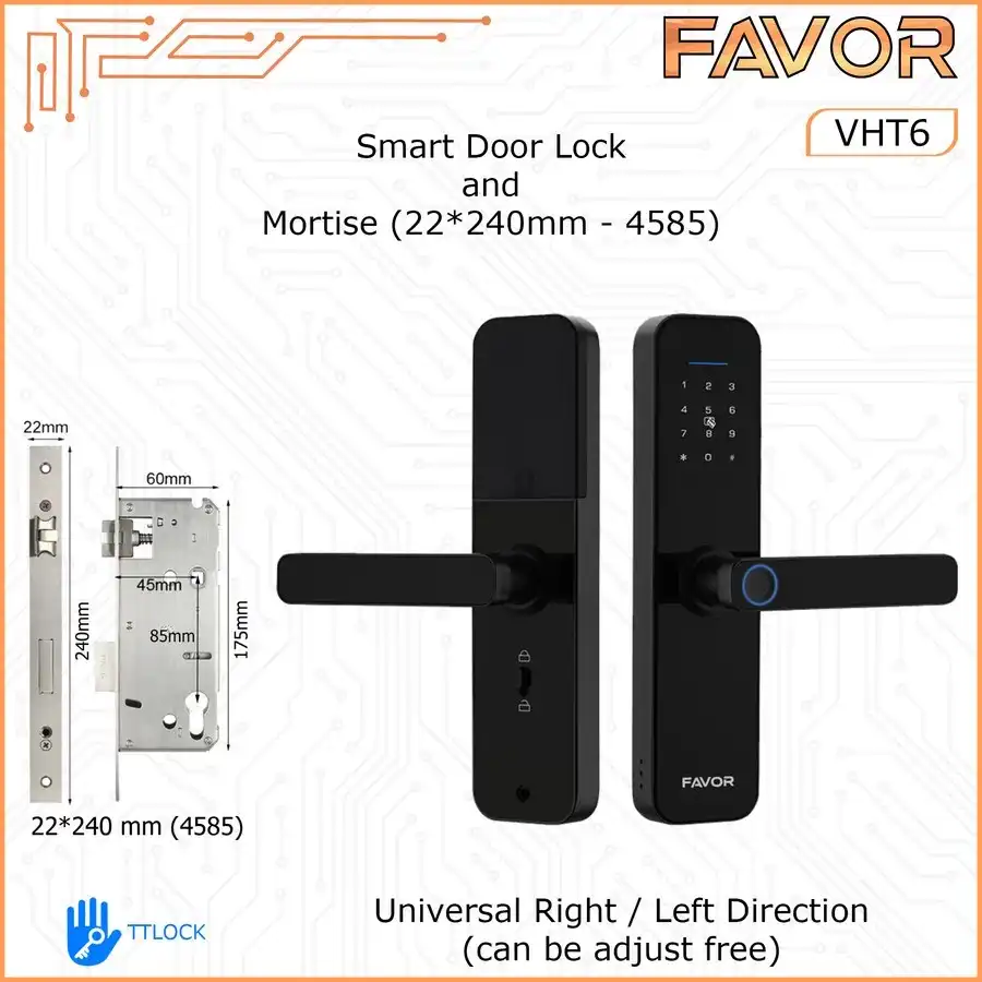 Smart Door Lock Favor VHT6 - Gagang Pintu Elektrik - 240mm 4585