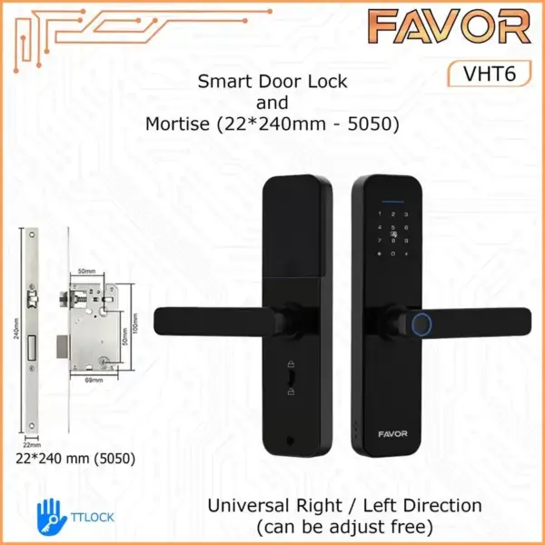 Smart Door Lock Favor VHT6 - Gagang Pintu Elektrik - 240mm 5050