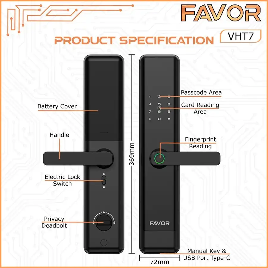 Smart Door Lock Favor VHT7 - Kunci Pintu Anti Maling 03