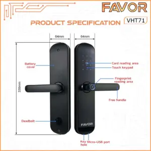Smart Door Lock Favor VHT71 - Handle Pintu Fingerprint 04