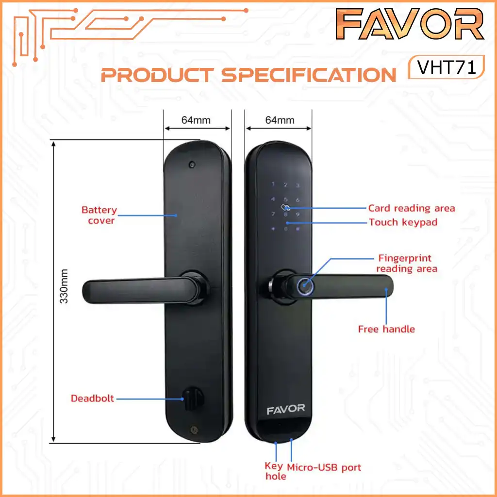 Smart Door Lock Favor VHT71 - Handle Pintu Fingerprint 04