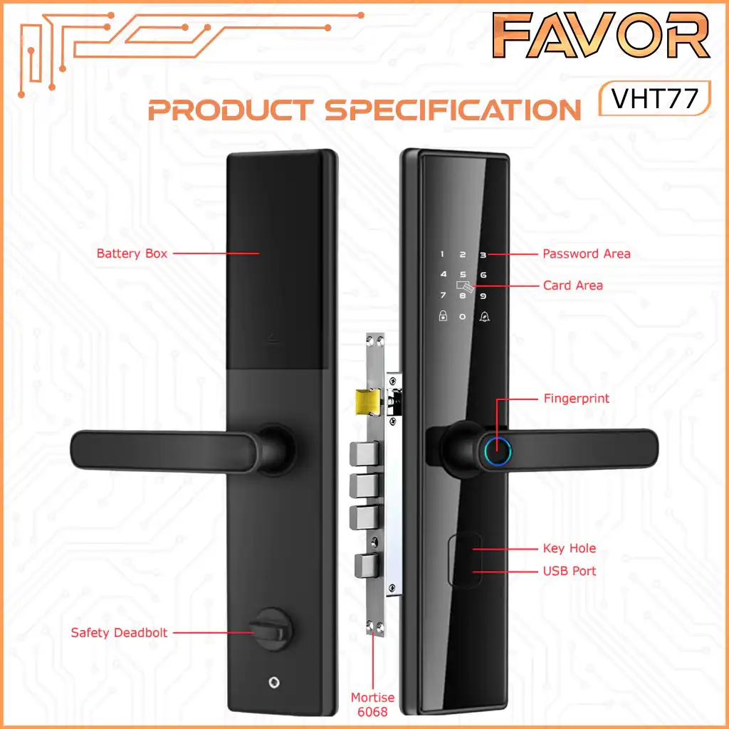 Smart Door Lock Favor VHT77 - Kunci Pintu Pintar 04