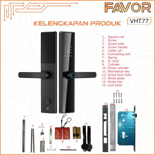 Smart Door Lock Favor VHT77 - Kunci Pintu Pintar 05