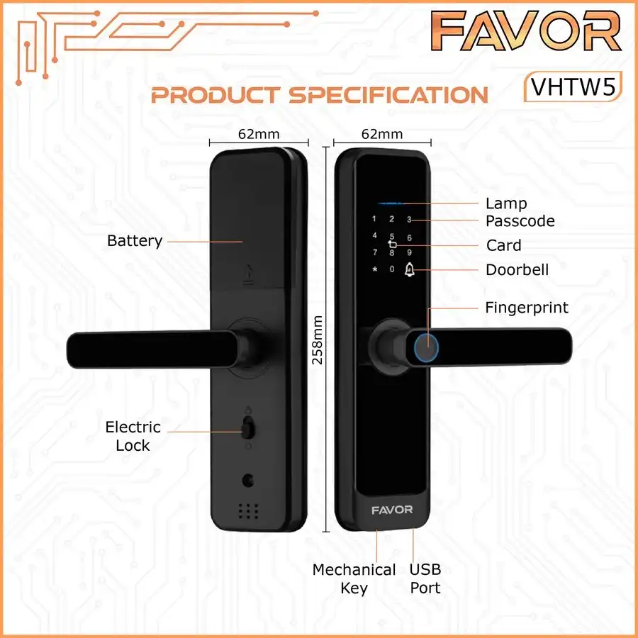 Smart Door Lock - Favor VHTW5 - Kunci Pintu Digital - Image 4