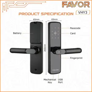 Smart Door Lock Favor VHY3 - Kunci Pintu Otomatis 03