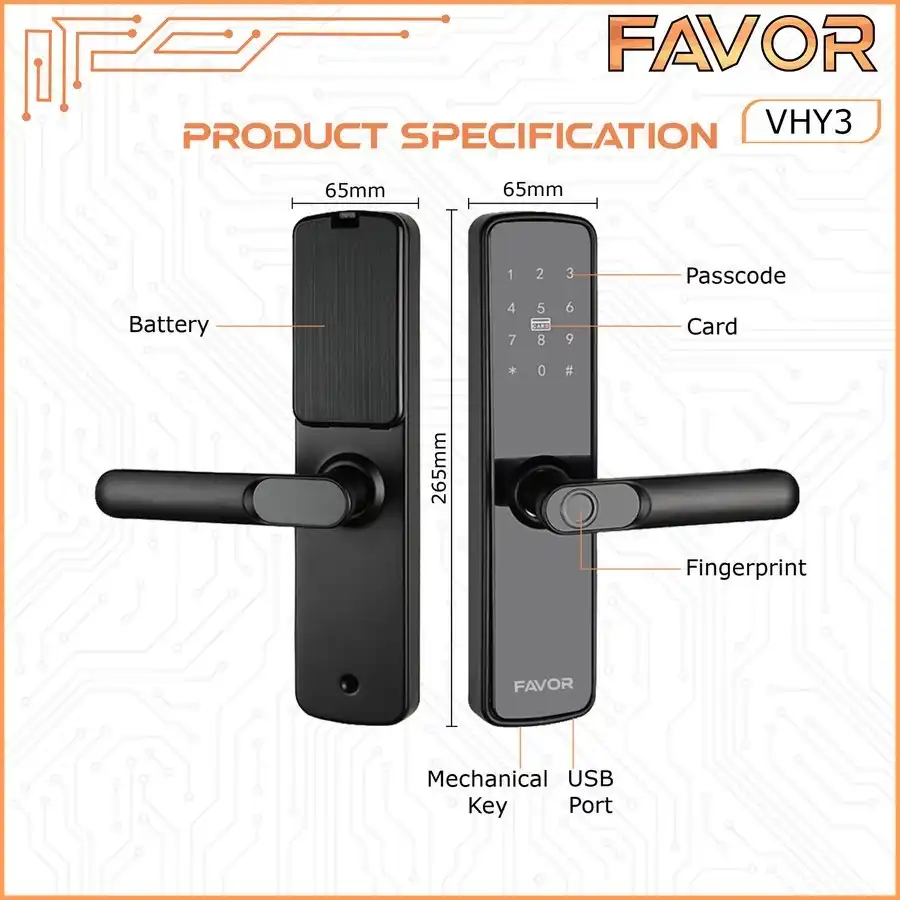 Smart Door Lock Favor VHY3 - Kunci Pintu Otomatis 03