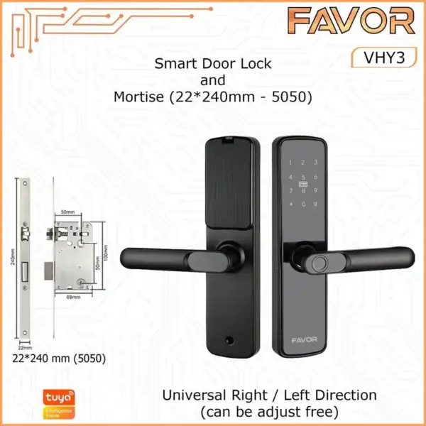 Smart Door Lock Favor VHY3 - Kunci Pintu Otomatis - 240mm 5050