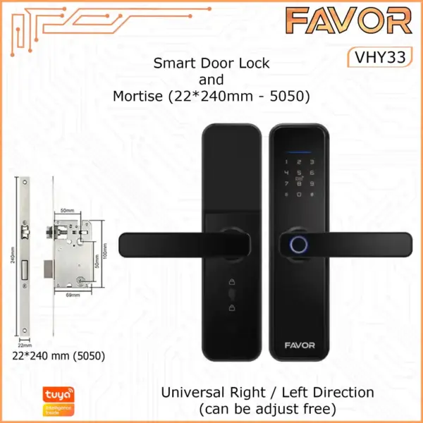 Smart Door Lock - Favor VHY33 - Kunci Pintu Digital - 240mm 5050