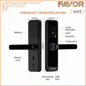 Smart Door Lock Favor VHY5 - Kunci Pintu Otomatis 03