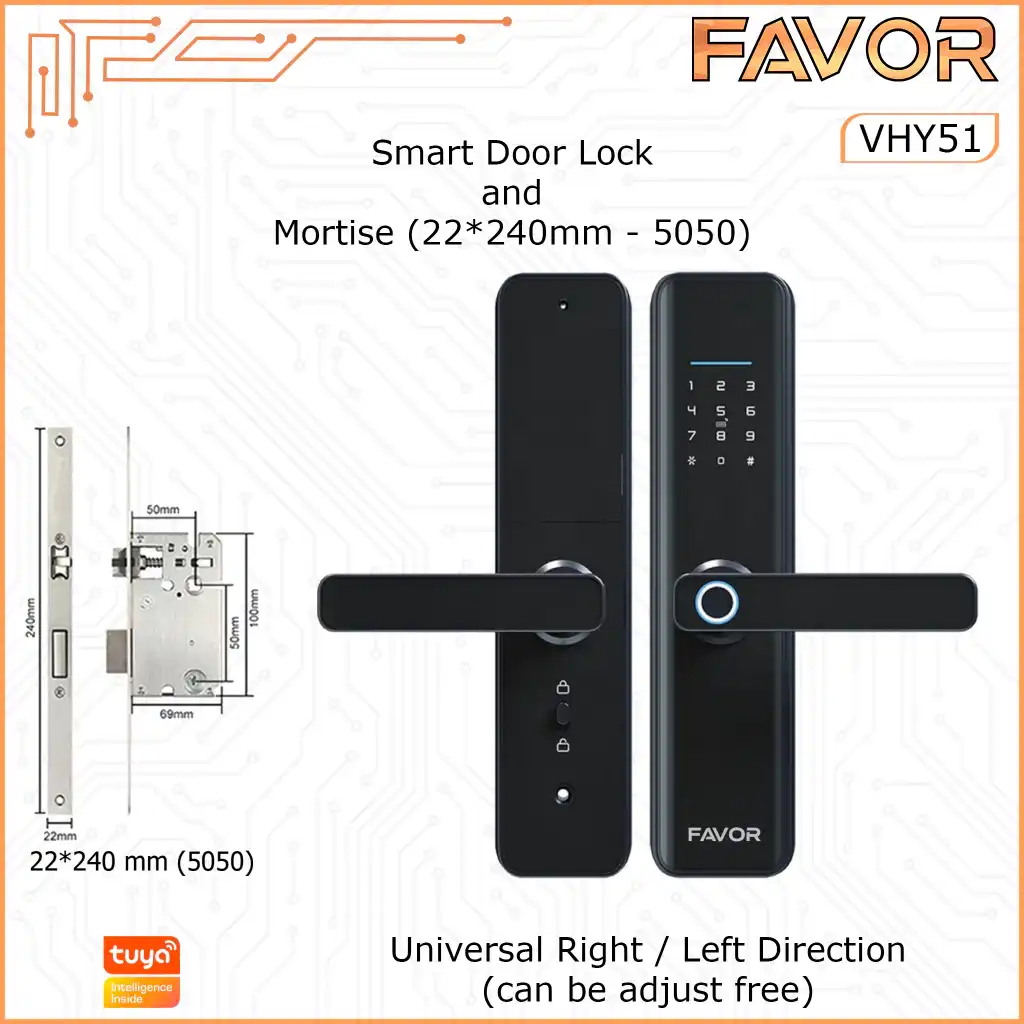 Smart Door Lock - Favor VHY51 - Kunci Digital - 240mm 5050