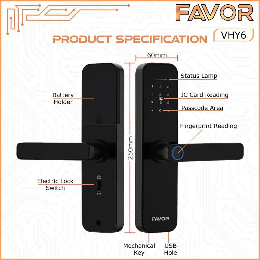 Smart Door Lock - Favor VHY6 | Handle Pintu Otomatis - Image 5