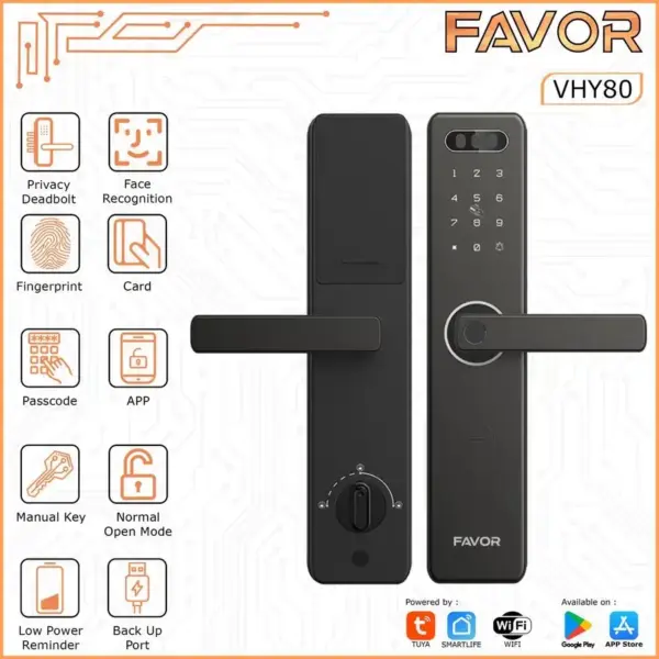 Smart Door Lock Favor VHY80 - Kunci Fingerprint 01