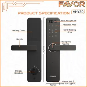 Smart Door Lock Favor VHY80 - Kunci Fingerprint 03