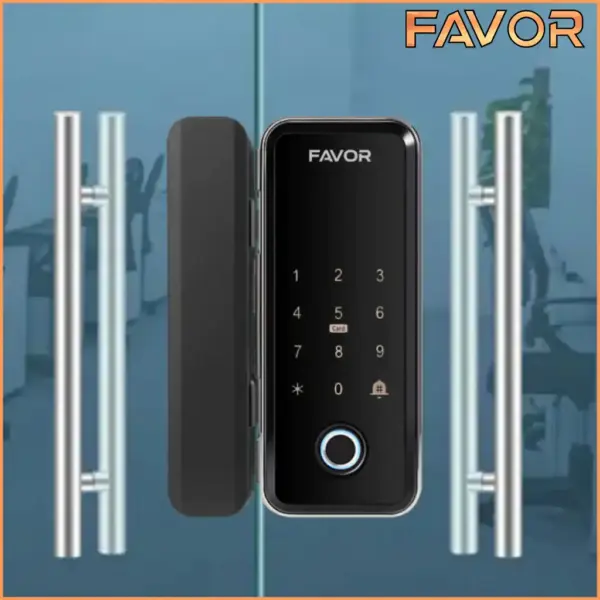 Smart Door Lock Pintu Kaca - Favor VO18T - Gold Frameless