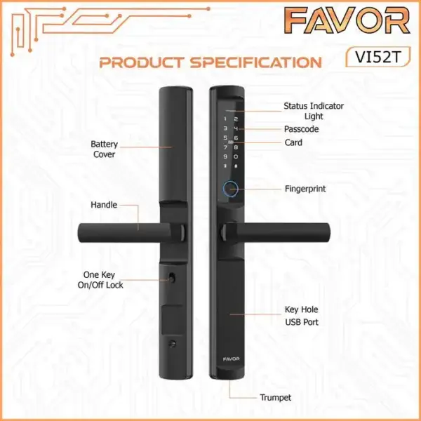 Smart Door Lock Slim - Favor VI52T 05