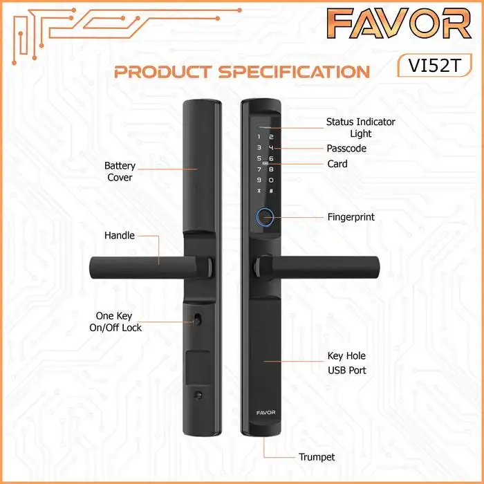 Smart Door Lock Slim - Favor VI52T 05