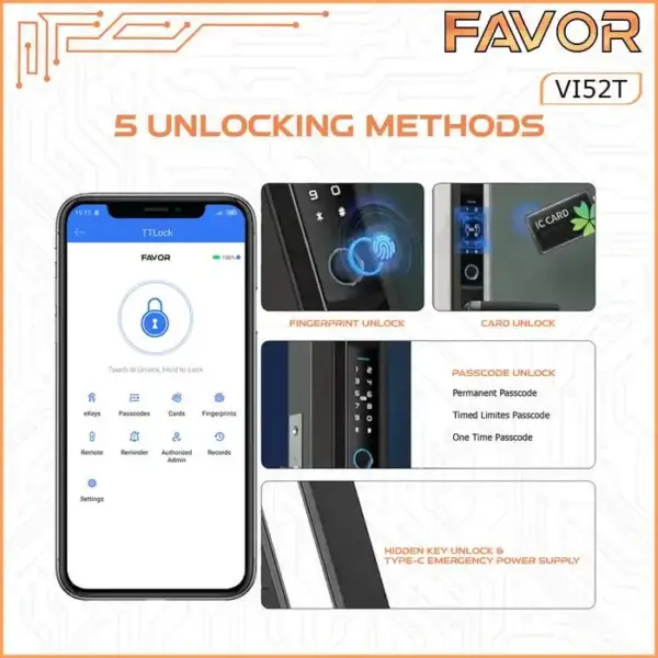 Smart Door Lock Slim - Favor VI52T 06