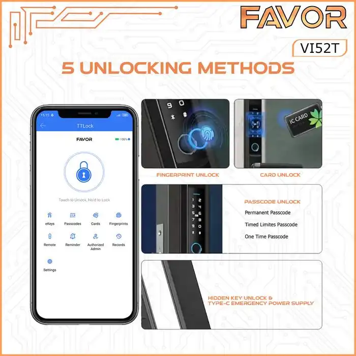 Smart Door Lock Slim - Favor VI52T 06