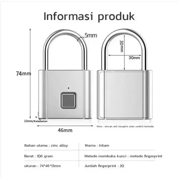 Smart Padlock - Favor VC03 - Gembok Pintar Sidik Jari 01 02