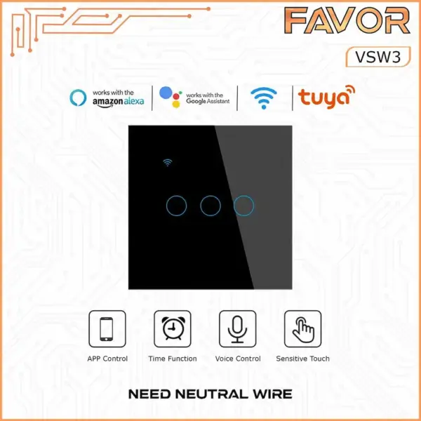 Smart Switch Favor VSW3 - Touch 3 Gang 01