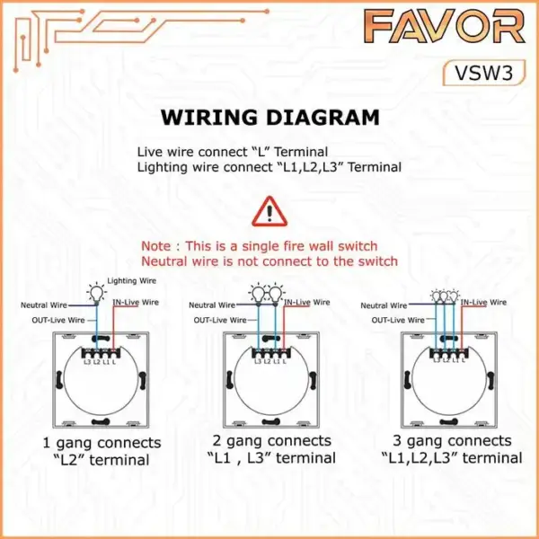 Smart Switch Favor VSW3 - Touch 3 Gang 06