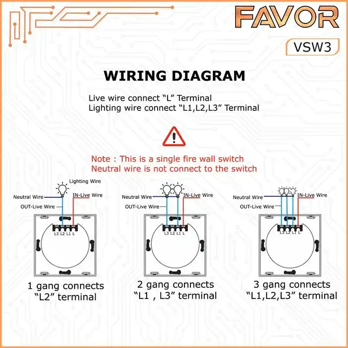 Smart Switch Favor VSW3 - Touch 3 Gang 06