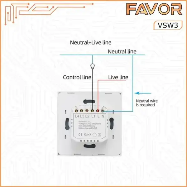 Smart Switch Favor VSW3 - Touch 3 Gang 07