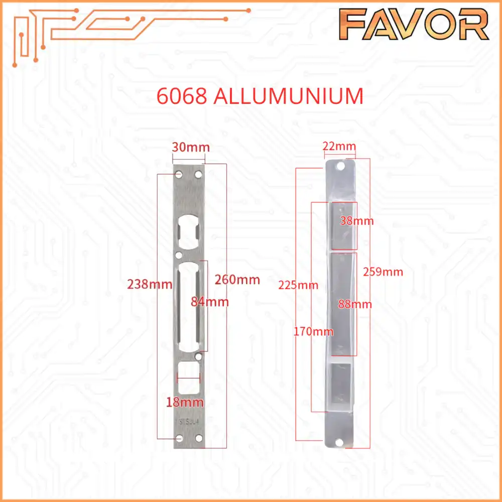 Strike Plate - Plat kusen mortise pintu Smart Door Lock - 6068 Alumunium